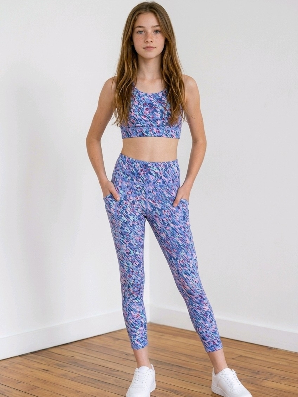 NWT Girl's High-Rise Haven Multi-Print Performance 7/8 Leggings sz XL